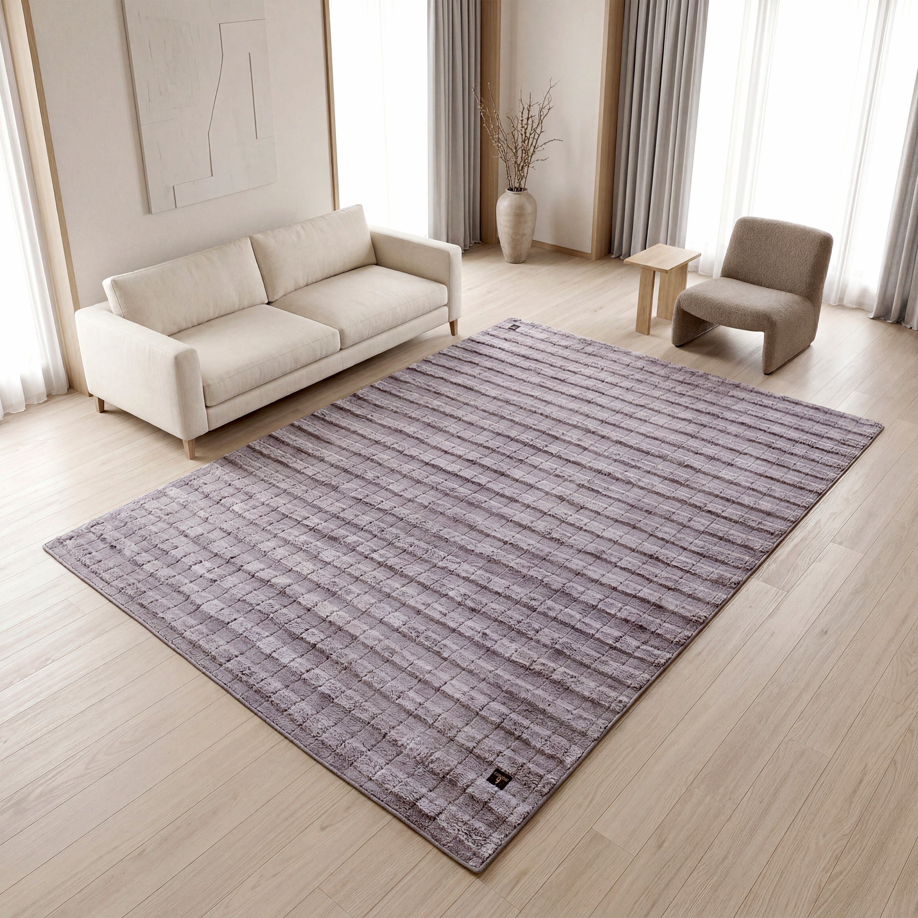 Square Velvet Rug - Gray