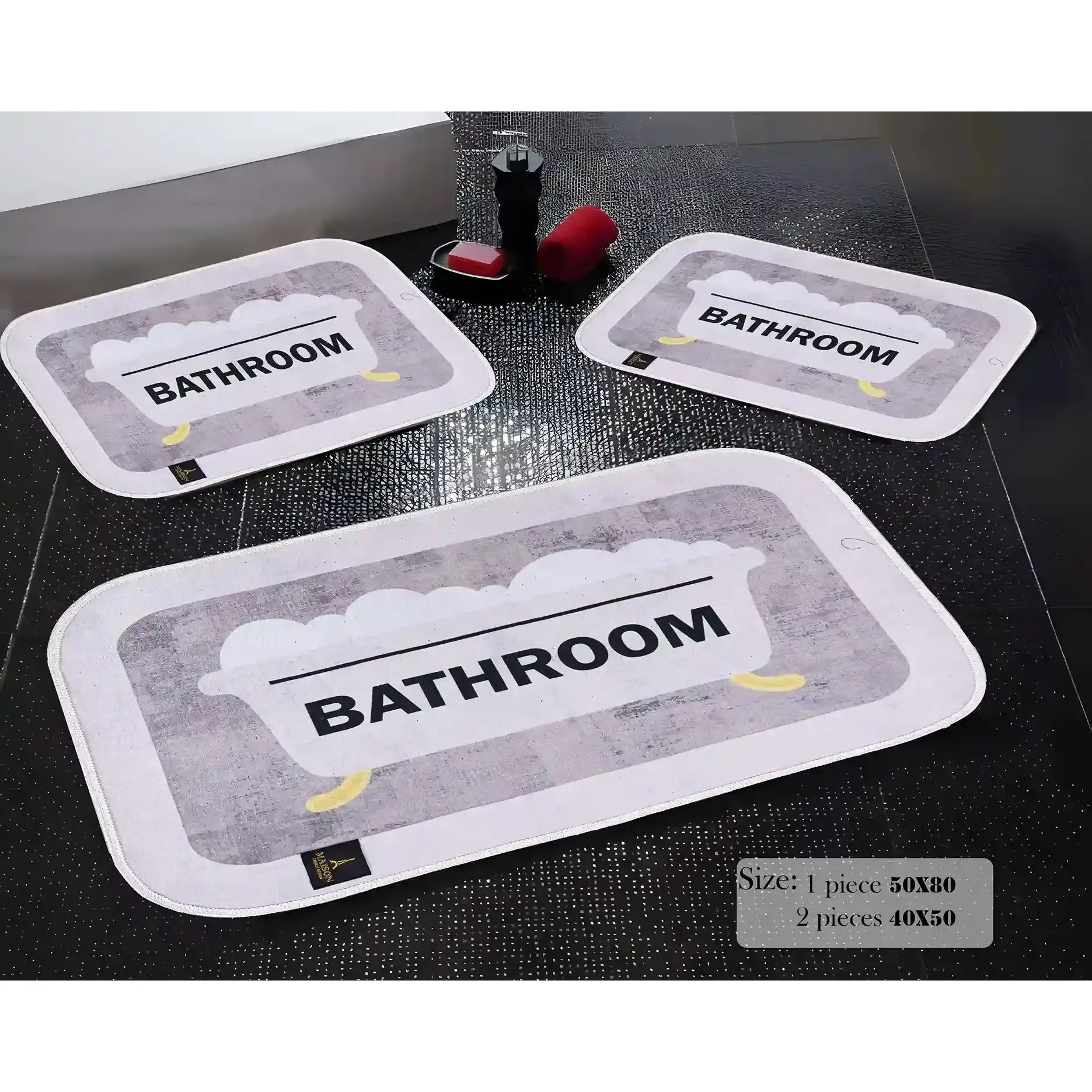 3d digital bathroom mat set