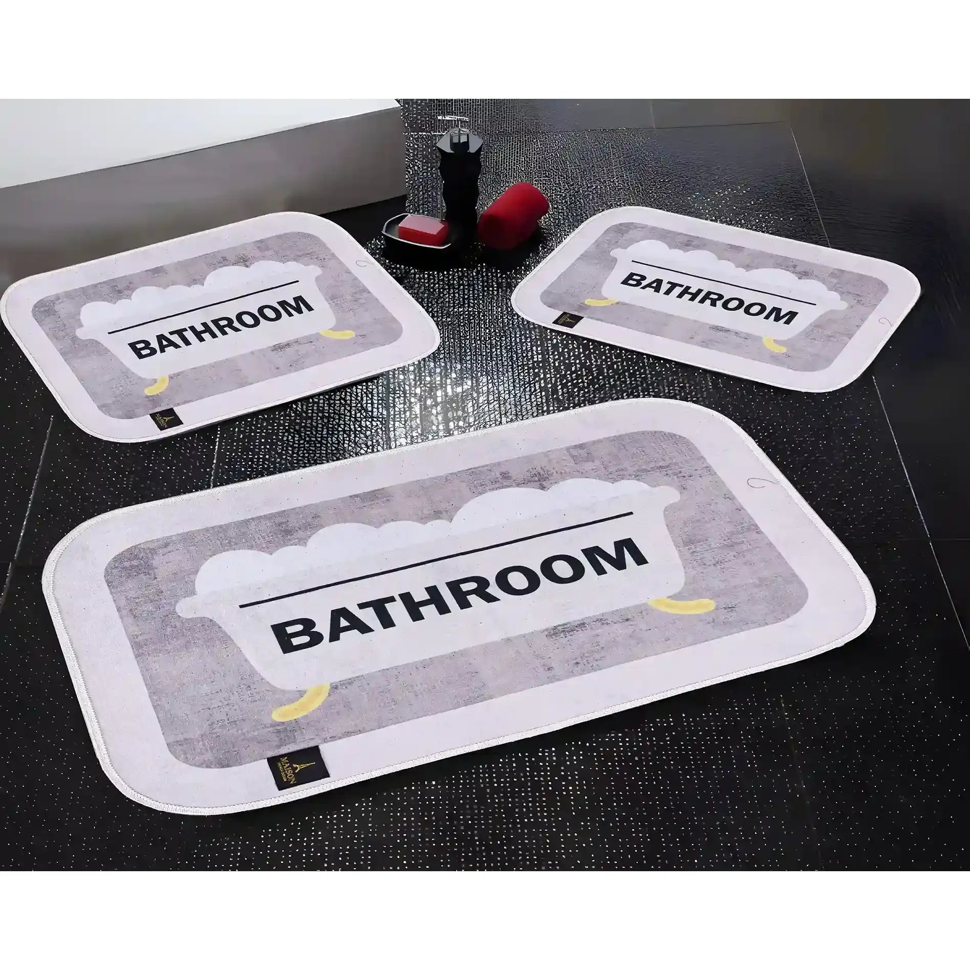 3d digital bathroom mat set