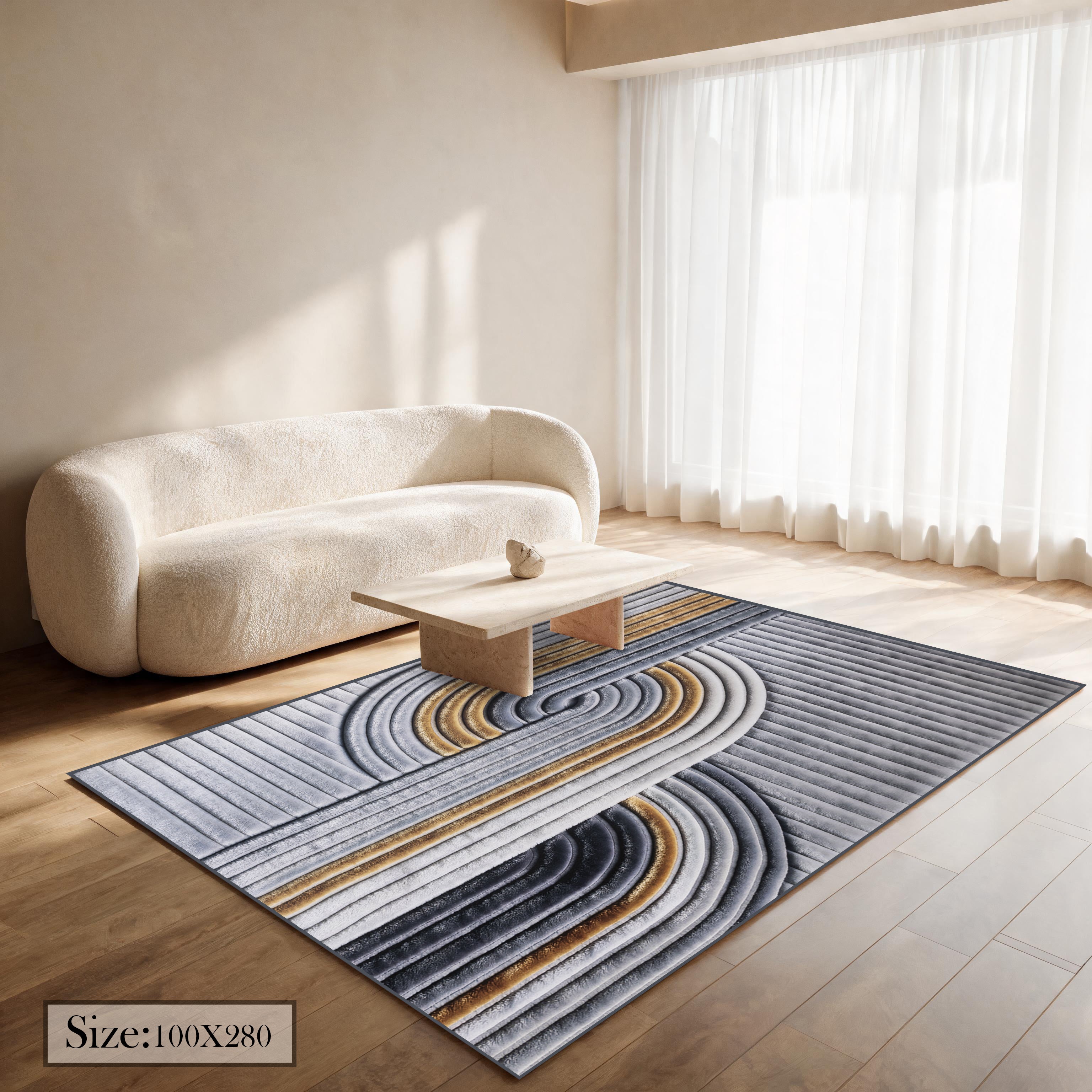 سجادة طباعة ديجيتال 7D - (بني × بيج) - Ribbon Weave