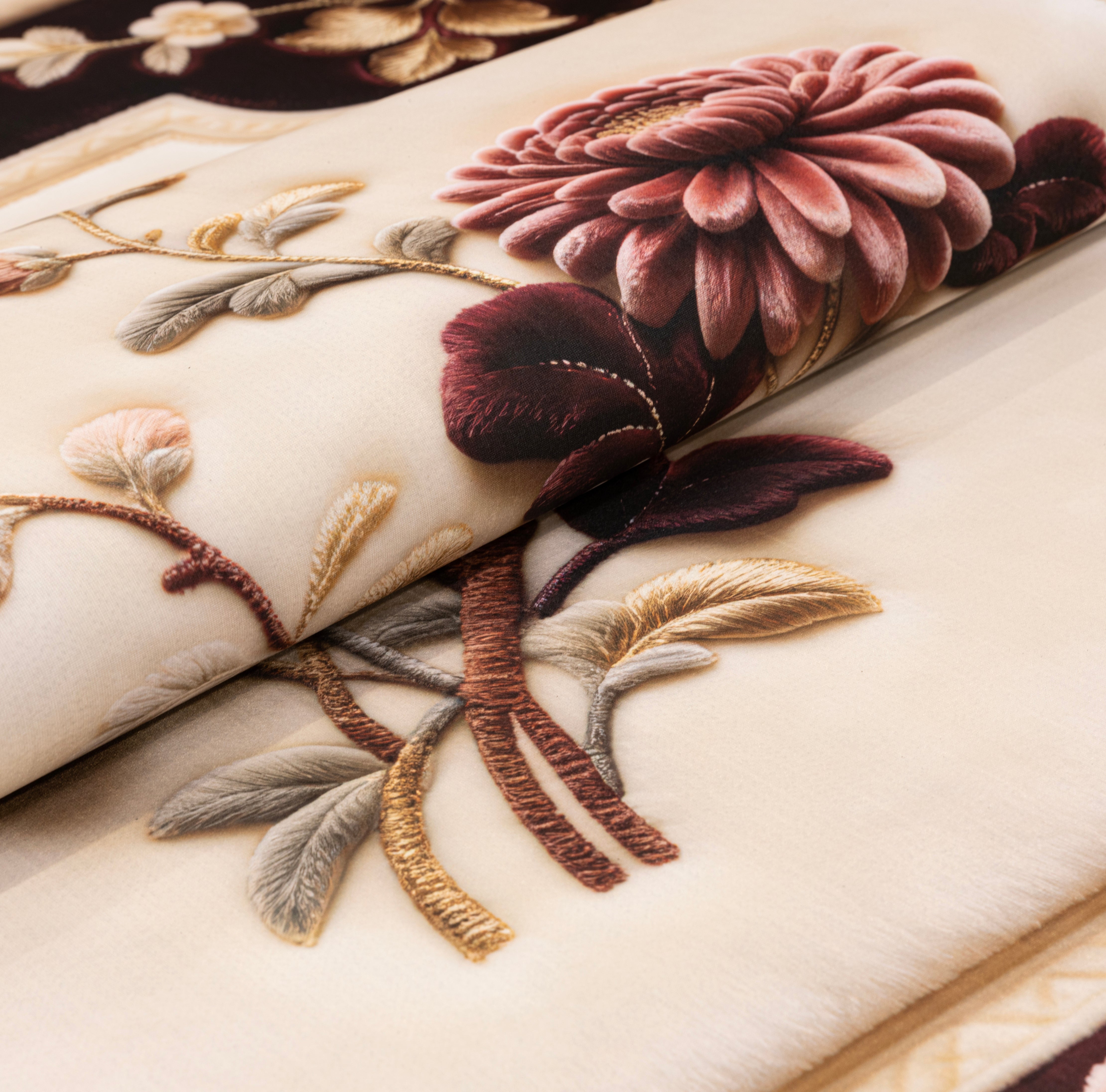 Royal Flora - (Dark Red) 7D Digital Carpet Printed