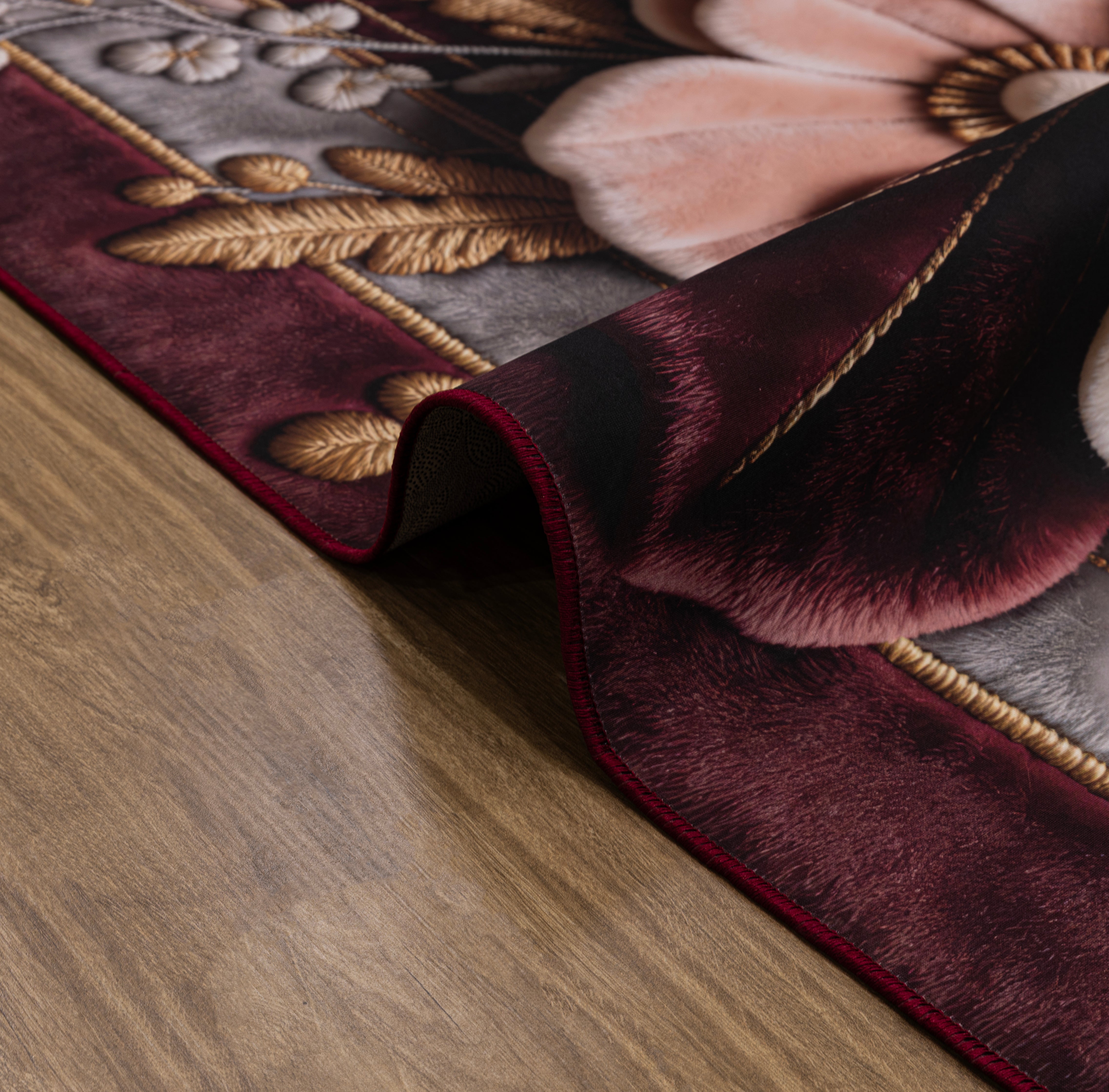 Magnolia - (Dark Red) 7D Digital Carpet Printed