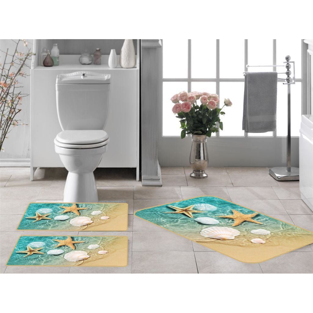 3d digital bath mat set non