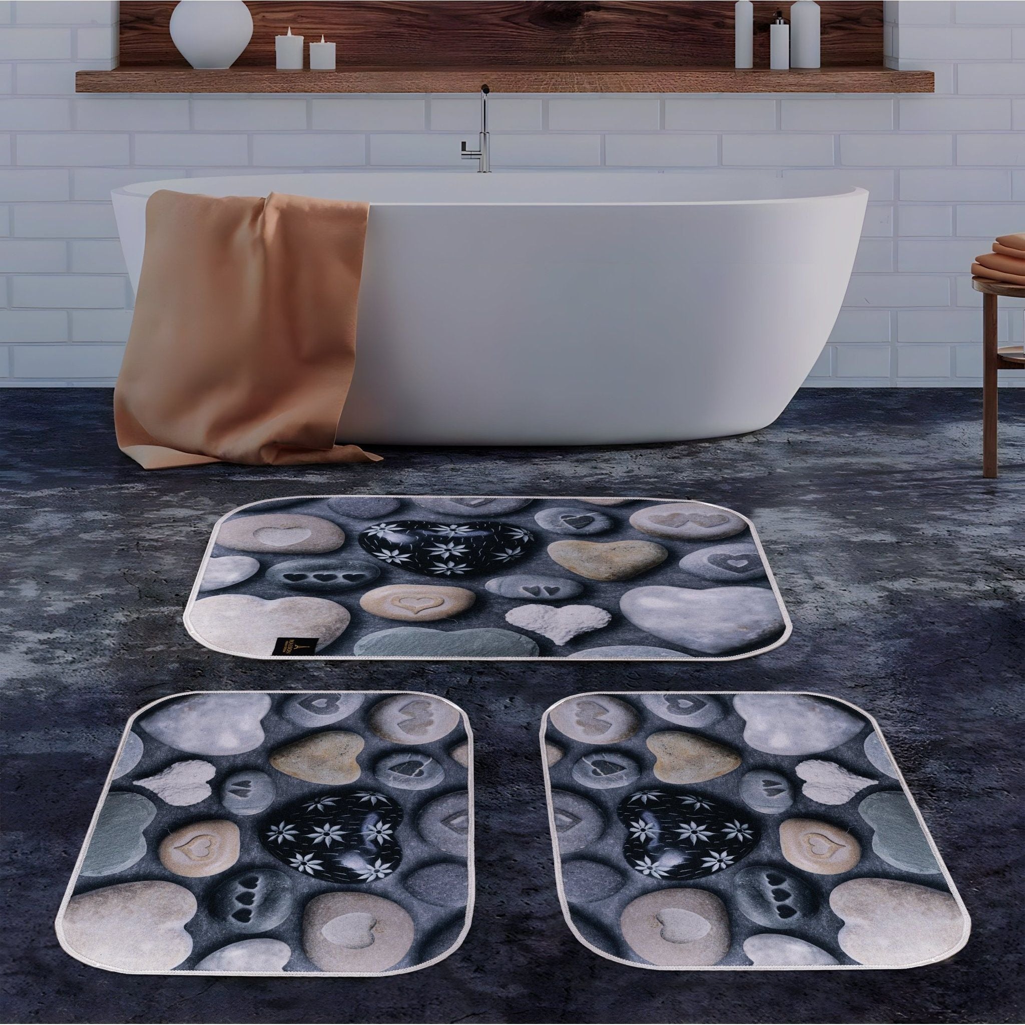 3d digital bathroom mat set
