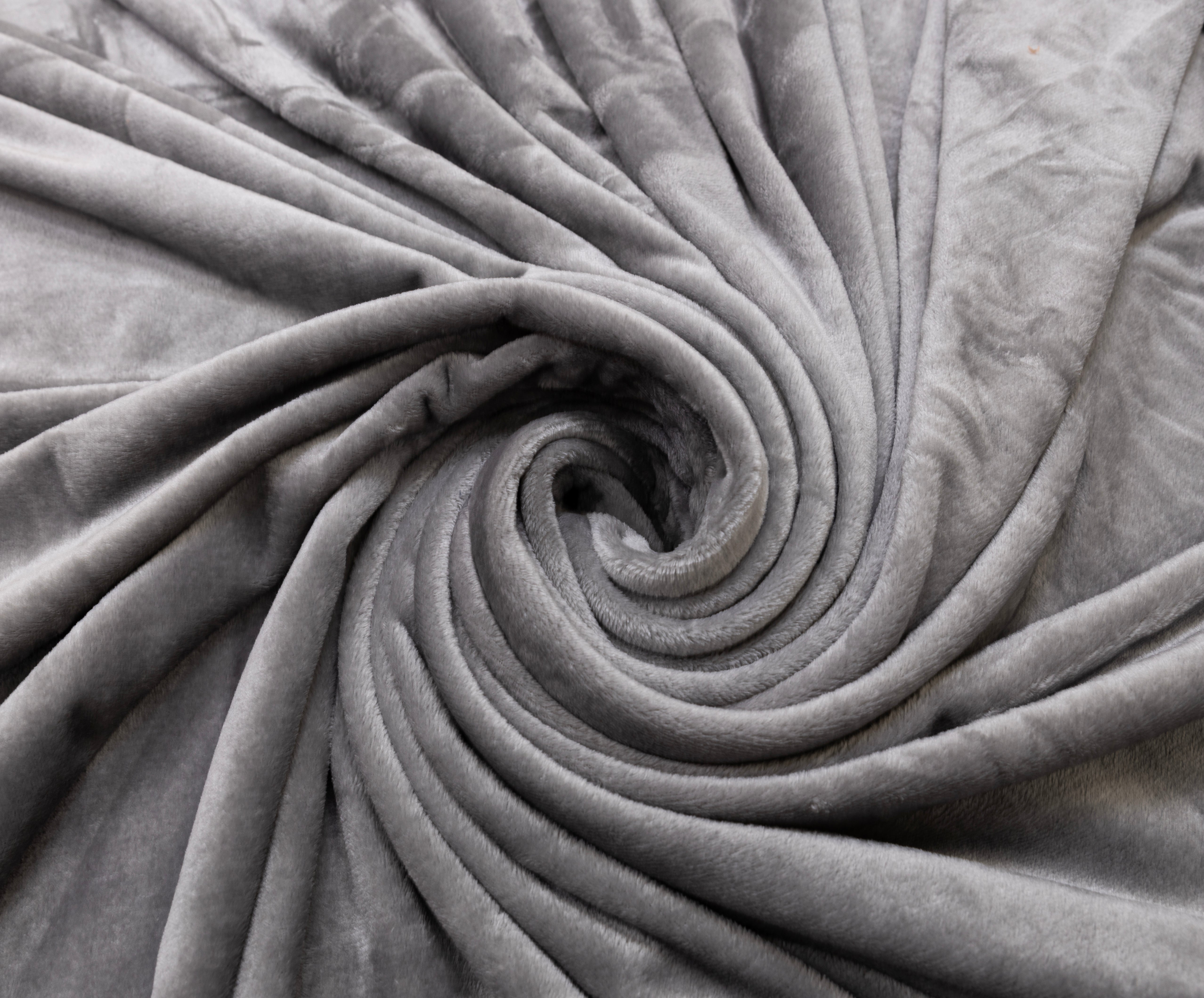 Flannel Fleece Throw Blanket (Gray)