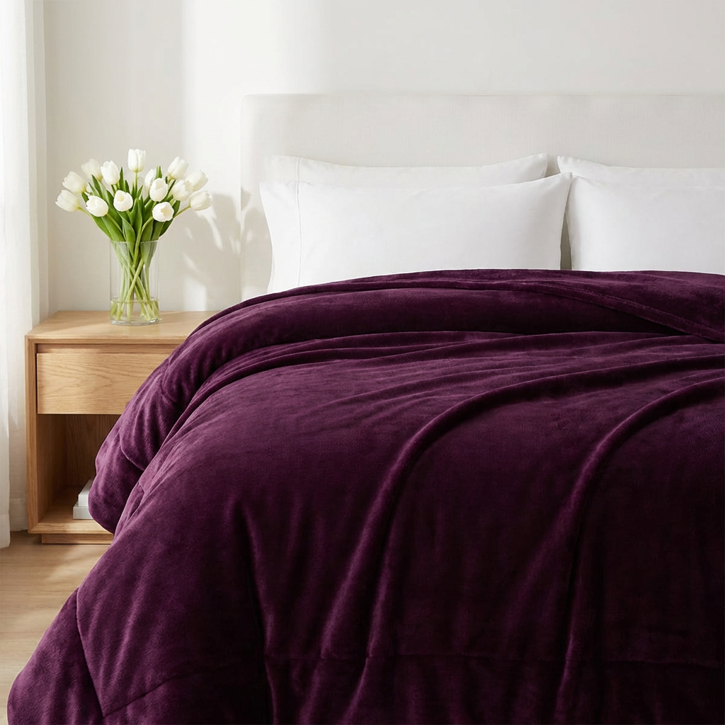 Flannel Fleece Throw Blanket (Red Violet)