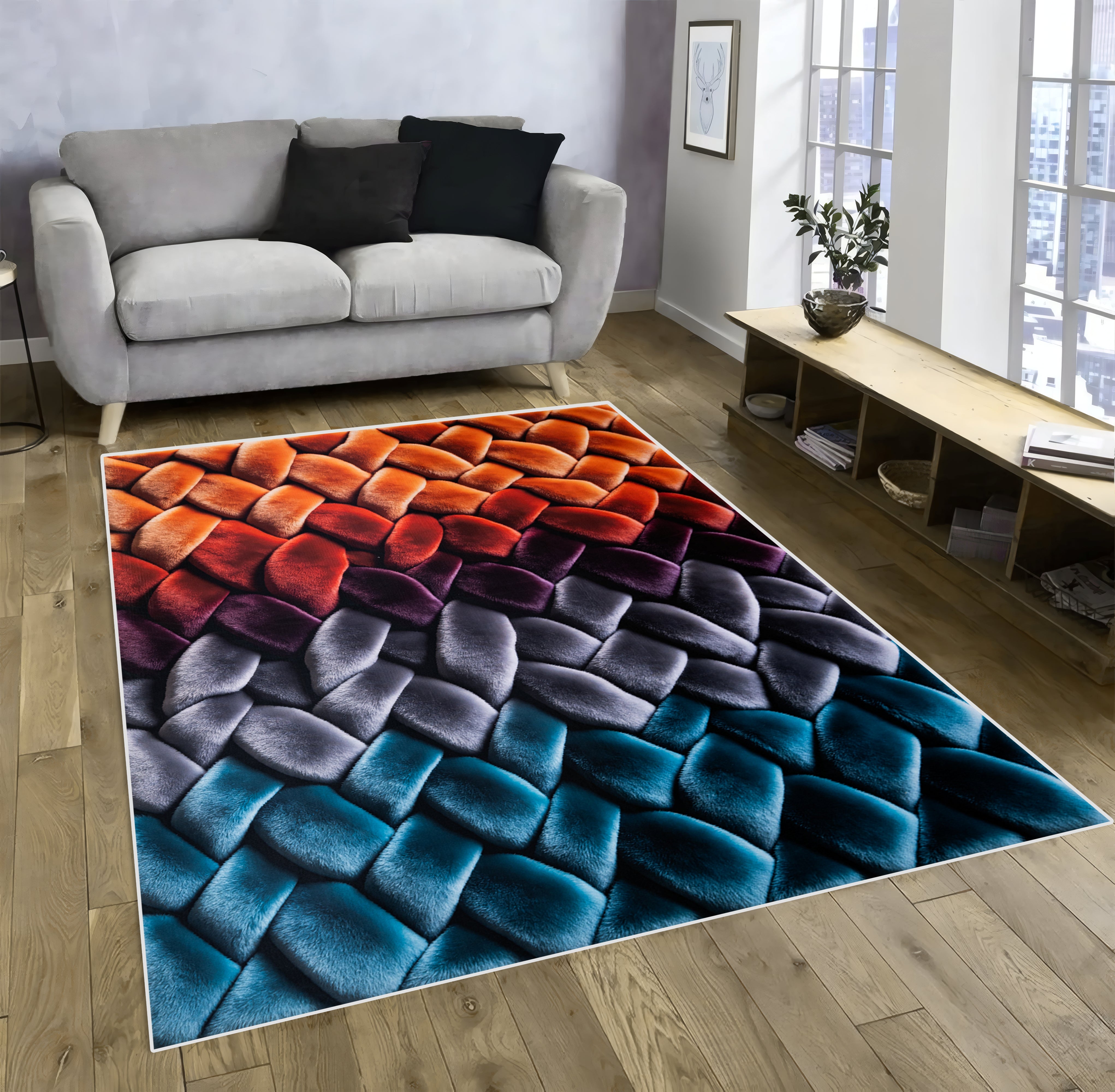 Load video: Ribbon Weave - (Orange) 7D Digital Carpet Printed