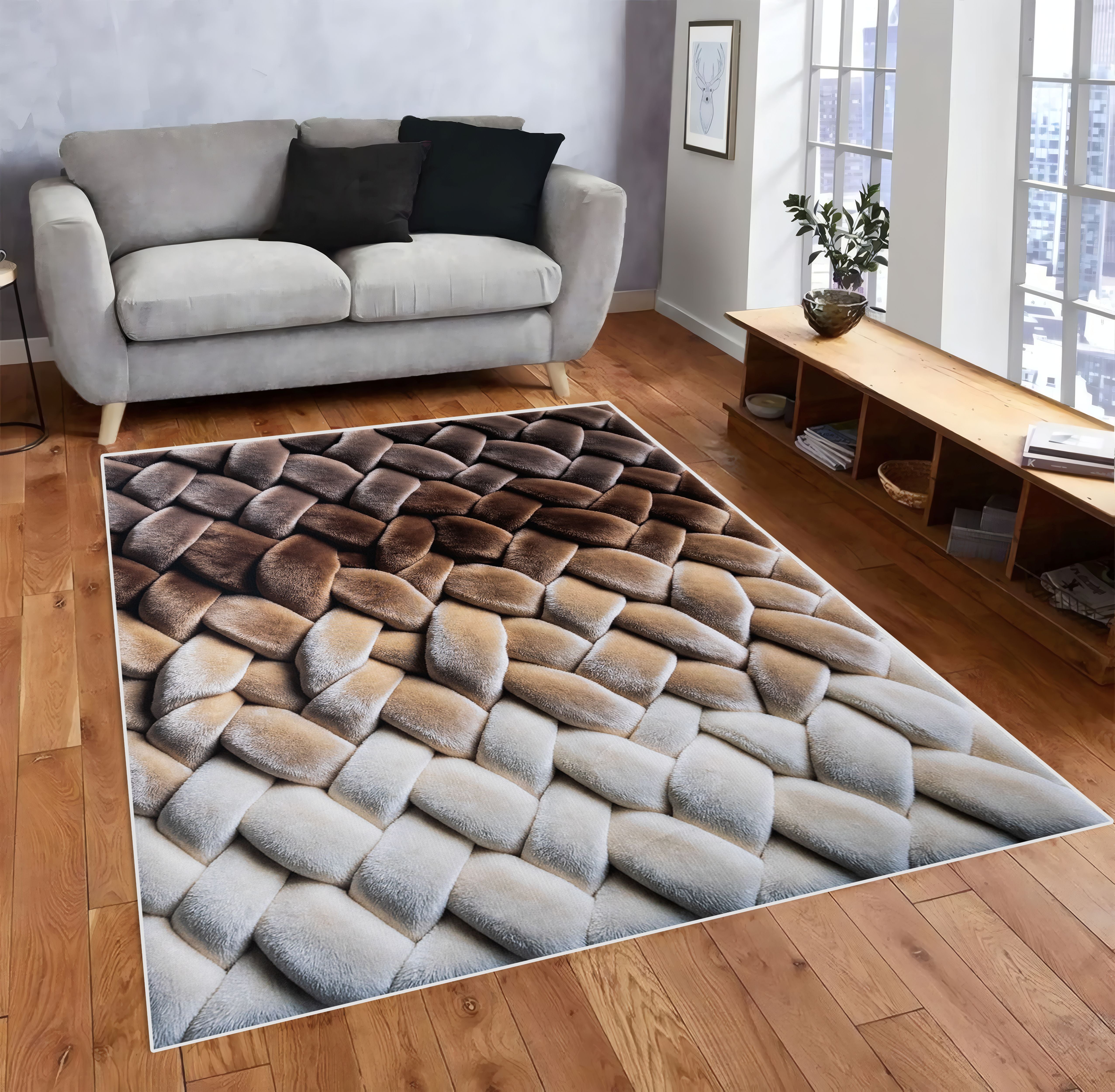 Load video: Ribbon Weave - (Café) 7D Digital Carpet Printed