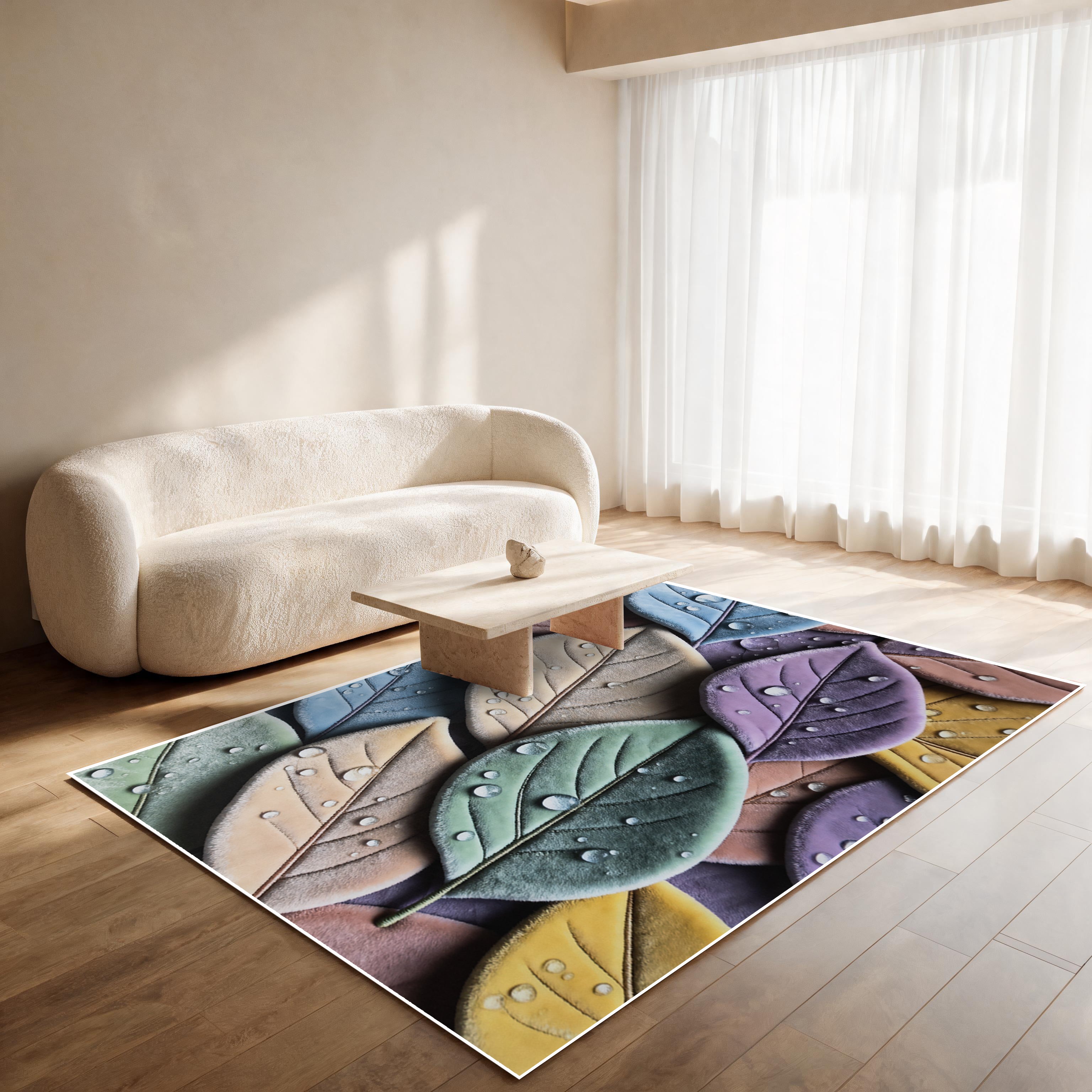 Load video: Dew Leaves - (Mouve) 7D Digital Carpet Printed