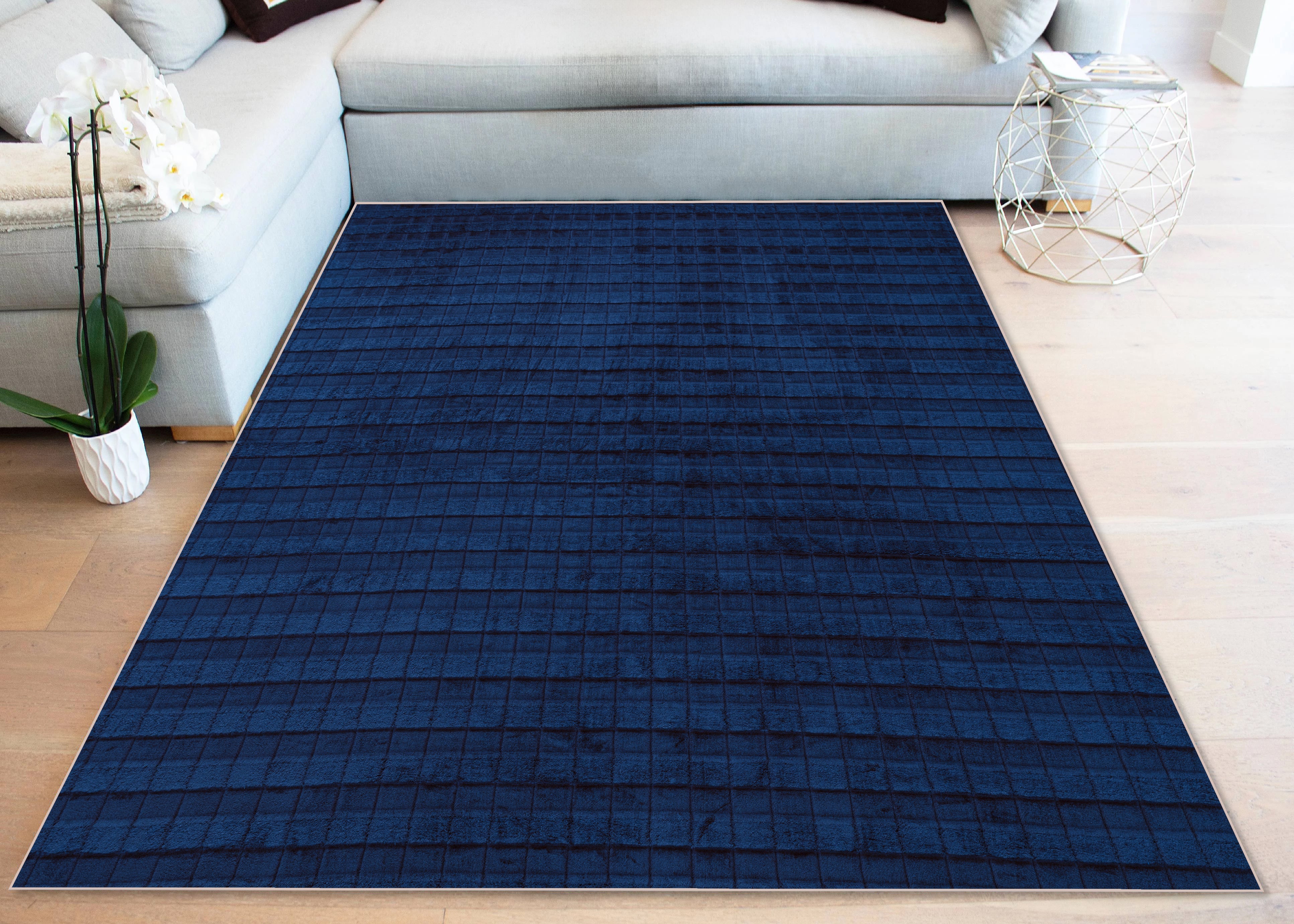 Velvet Square Carpet - Navy Blue