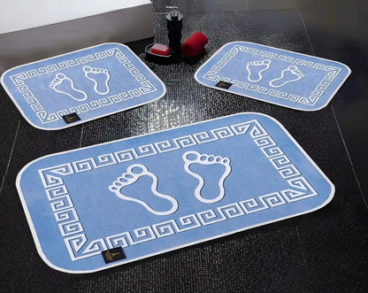 3D Digital Bathroom Mat Set Non Slip 3 Piece Bath Mat