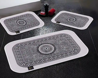 3D Digital Bathroom Mat Set Non Slip 3 Piece Bath Mat
