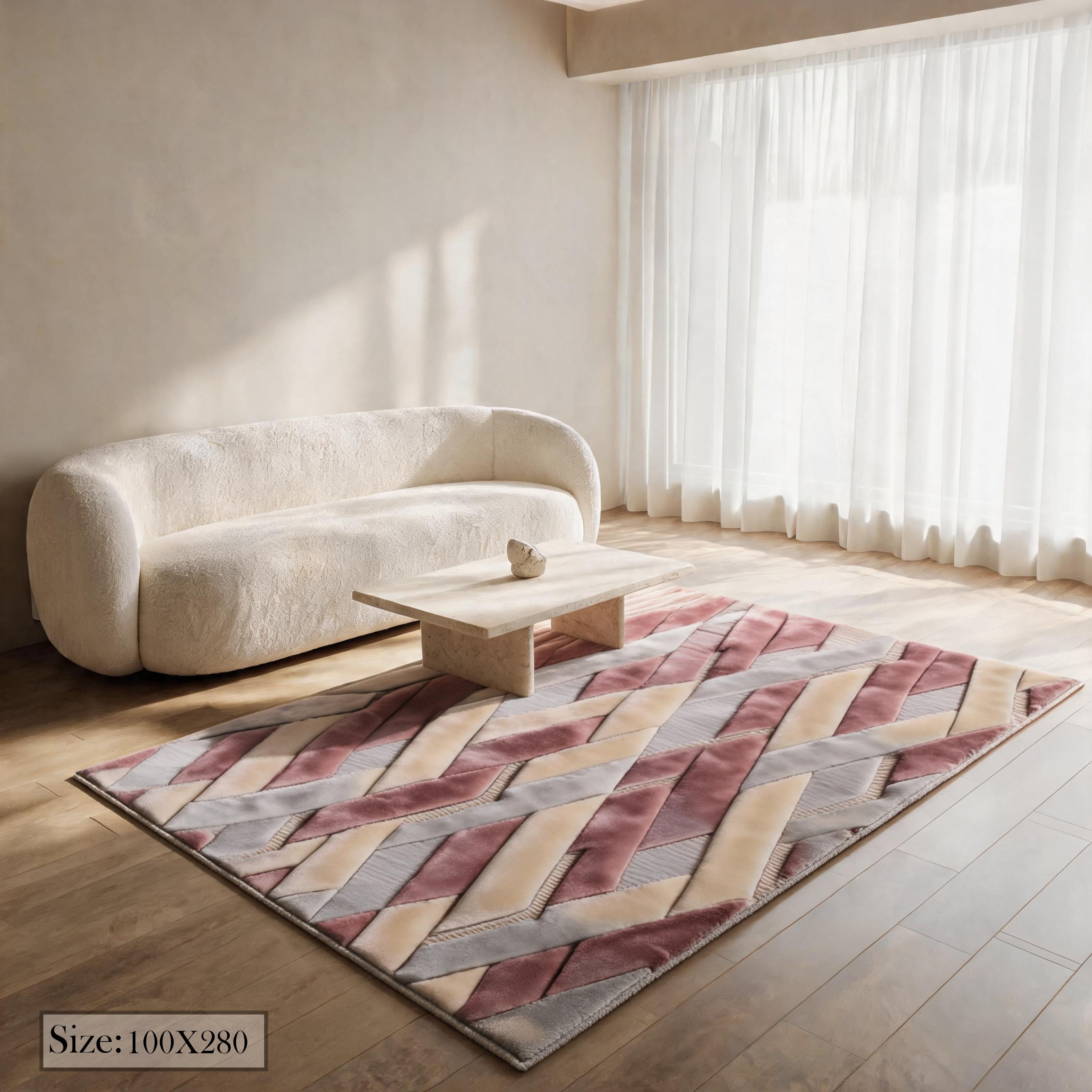 سجادة طباعة ديجيتال 7D - (بني × بيج) - Ribbon Weave
