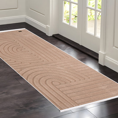 Elite Jacquard Corridor Carpet Modern Pattern (Beige)