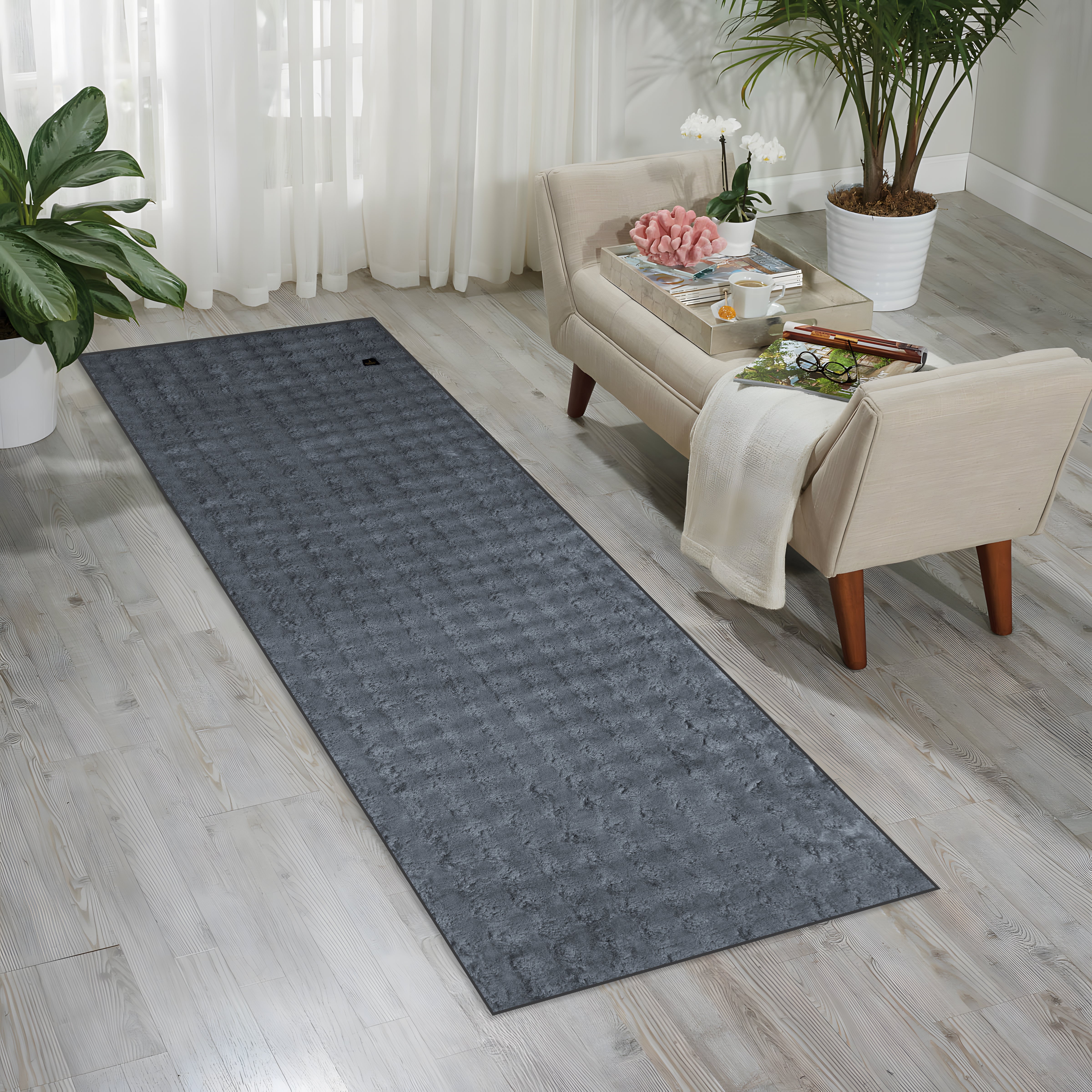 Velvet Piles Hallway Carpet Dark Grey