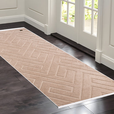 Elite Jacquard Corridor Carpet Geometric Pattern (Beige)
