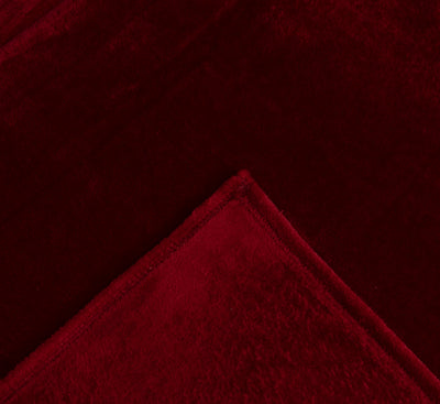 Flannel Fleece Throw Blanket (Dark Red)