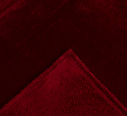 Flannel Fleece Throw Blanket (Dark Red)