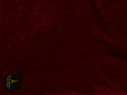 Flannel Fleece Throw Blanket (Dark Red)