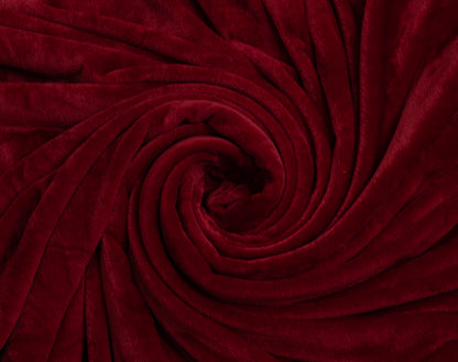 Flannel Fleece Throw Blanket (Dark Red)