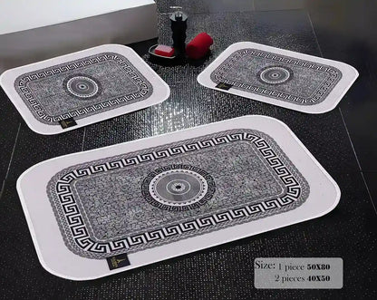3D Digital Bathroom Mat Set Non Slip 3 Piece Bath Mat