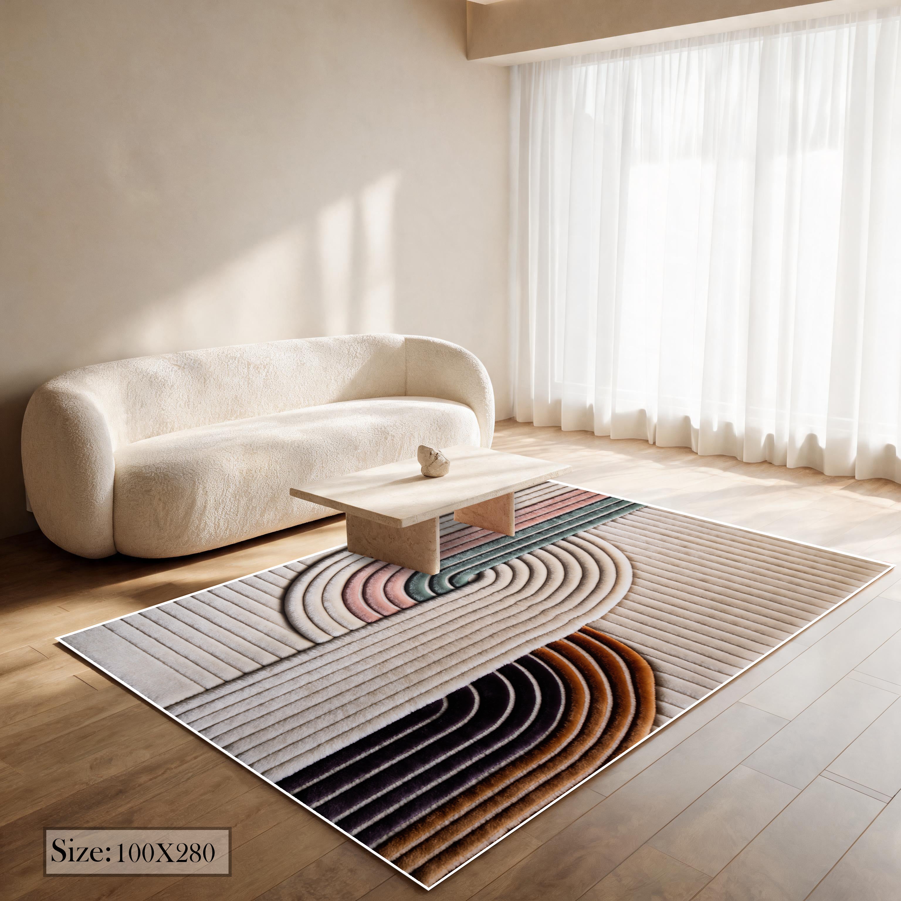 سجادة طباعة ديجيتال 7D - (بني × بيج) - Ribbon Weave