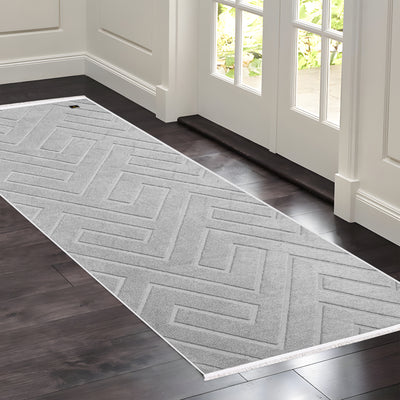 Elite Jacquard Corridor Carpet Geometric Pattern (Grey)