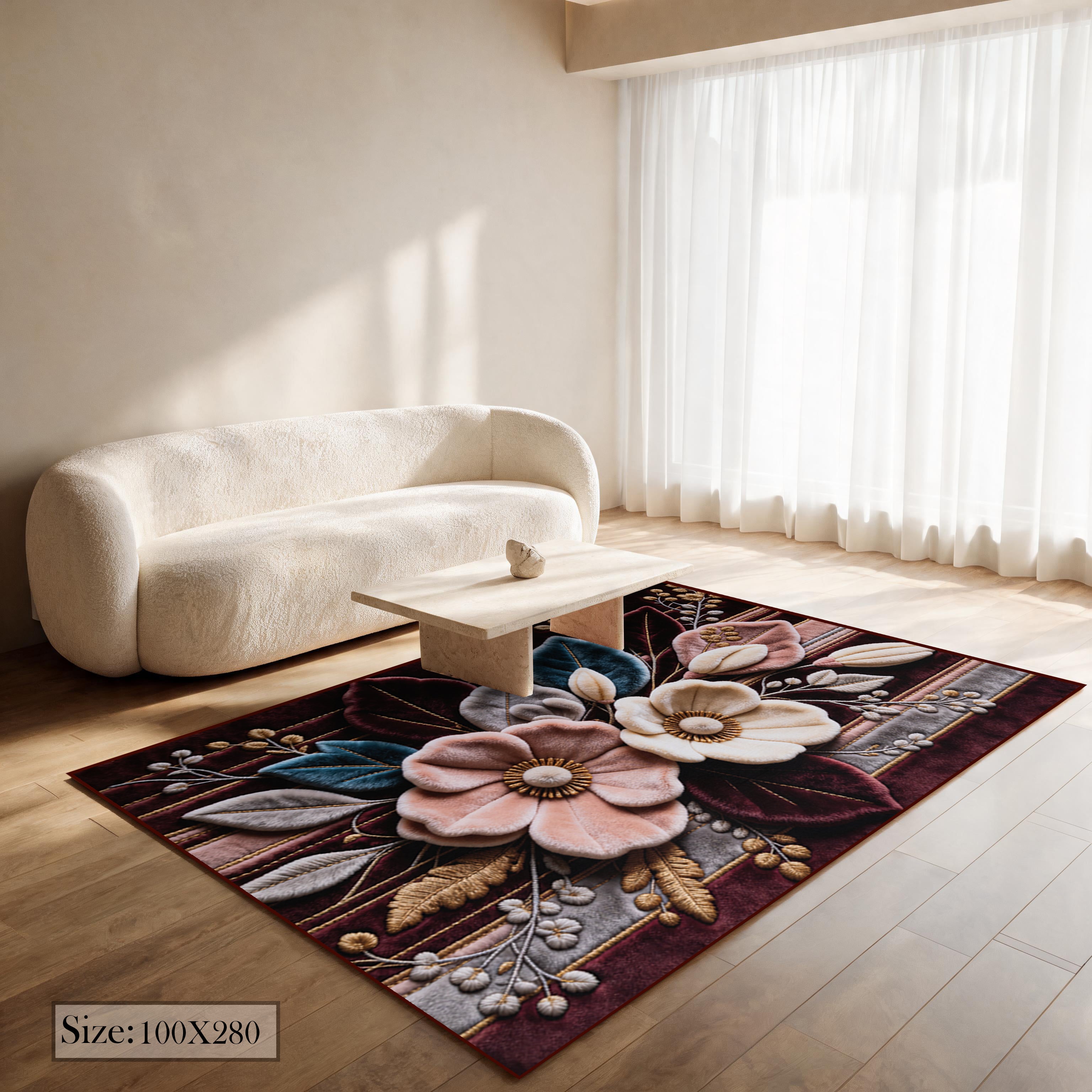 Magnolia - (Dark Red) 7D Digital Carpet Printed