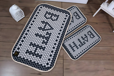 مجموعة سجاد حمام ديجيتال 3D مضاد للانزلاق - 3 قطع