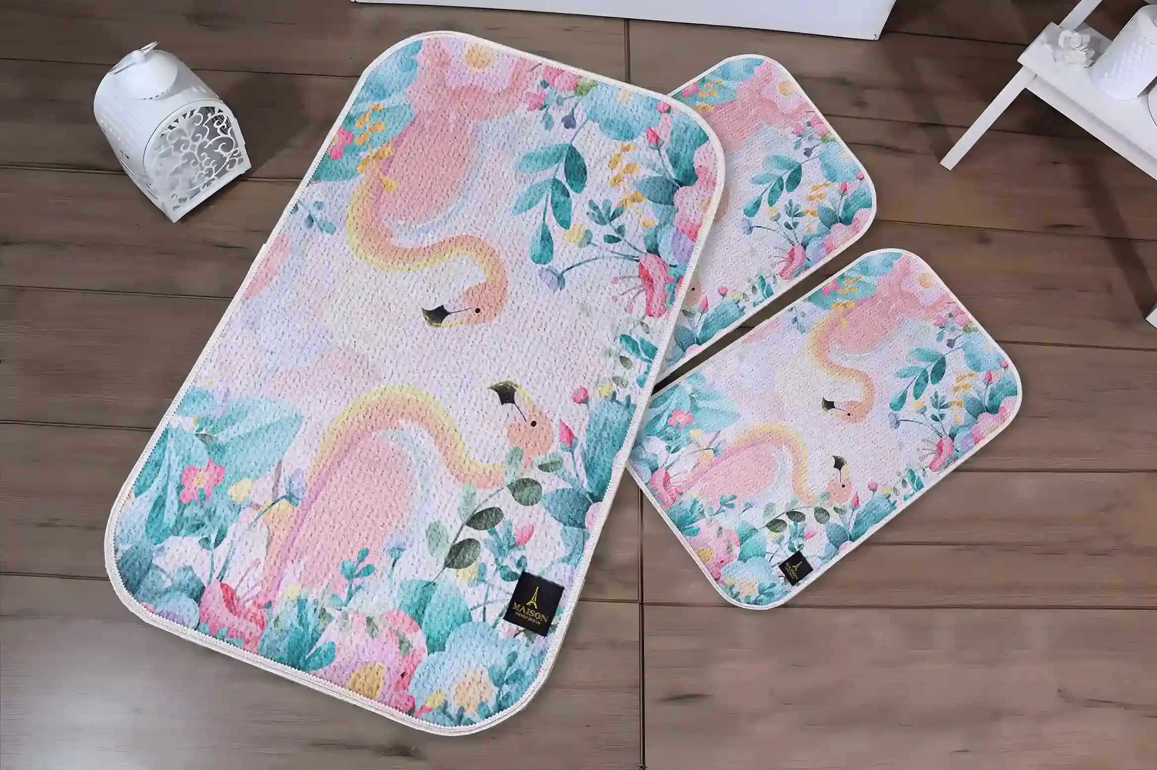 3D Digital Bathroom Mat Set Non Slip 3 Piece Bath Mat