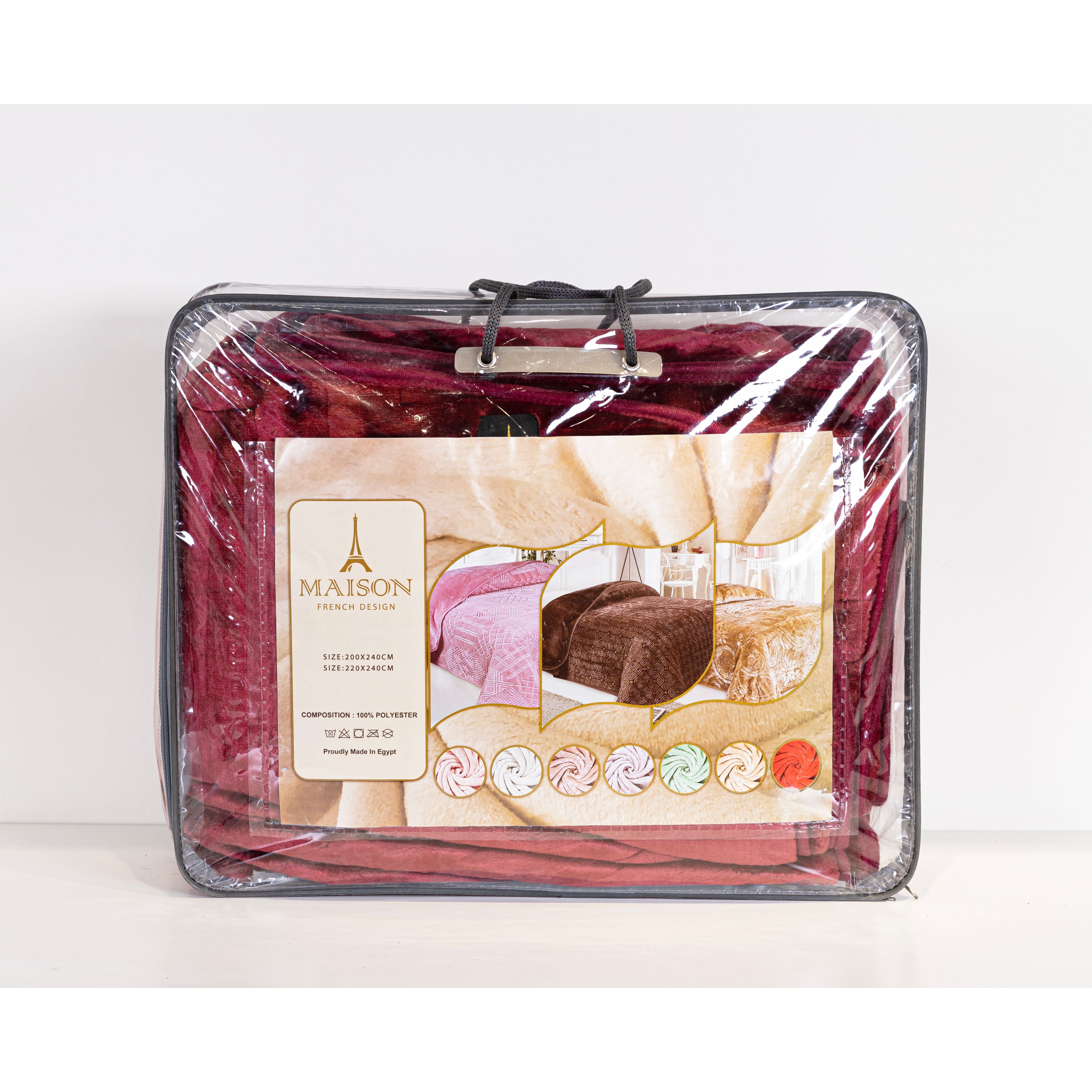 VelvaCloud Blanket - Versace Pattern - (Dark-Red) 3.6KG