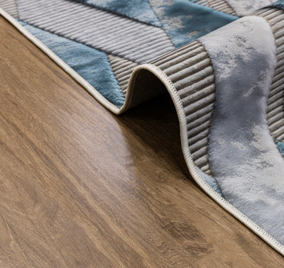 سجادة طباعة ديجيتال 7D - Modern Chevron - (Teal)