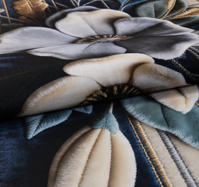Blue Magnolia - (Dark Blue) 7D Digital Carpet Printed