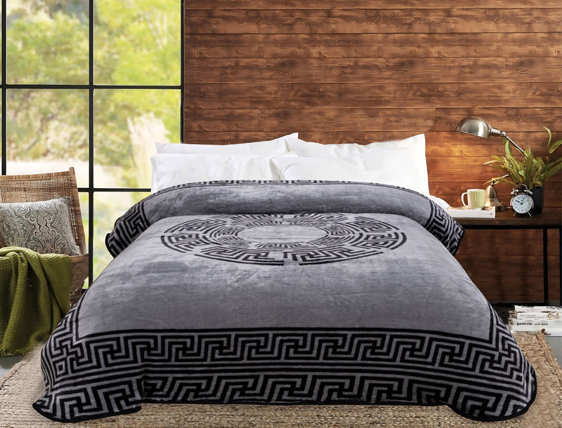 printed french blanket grey