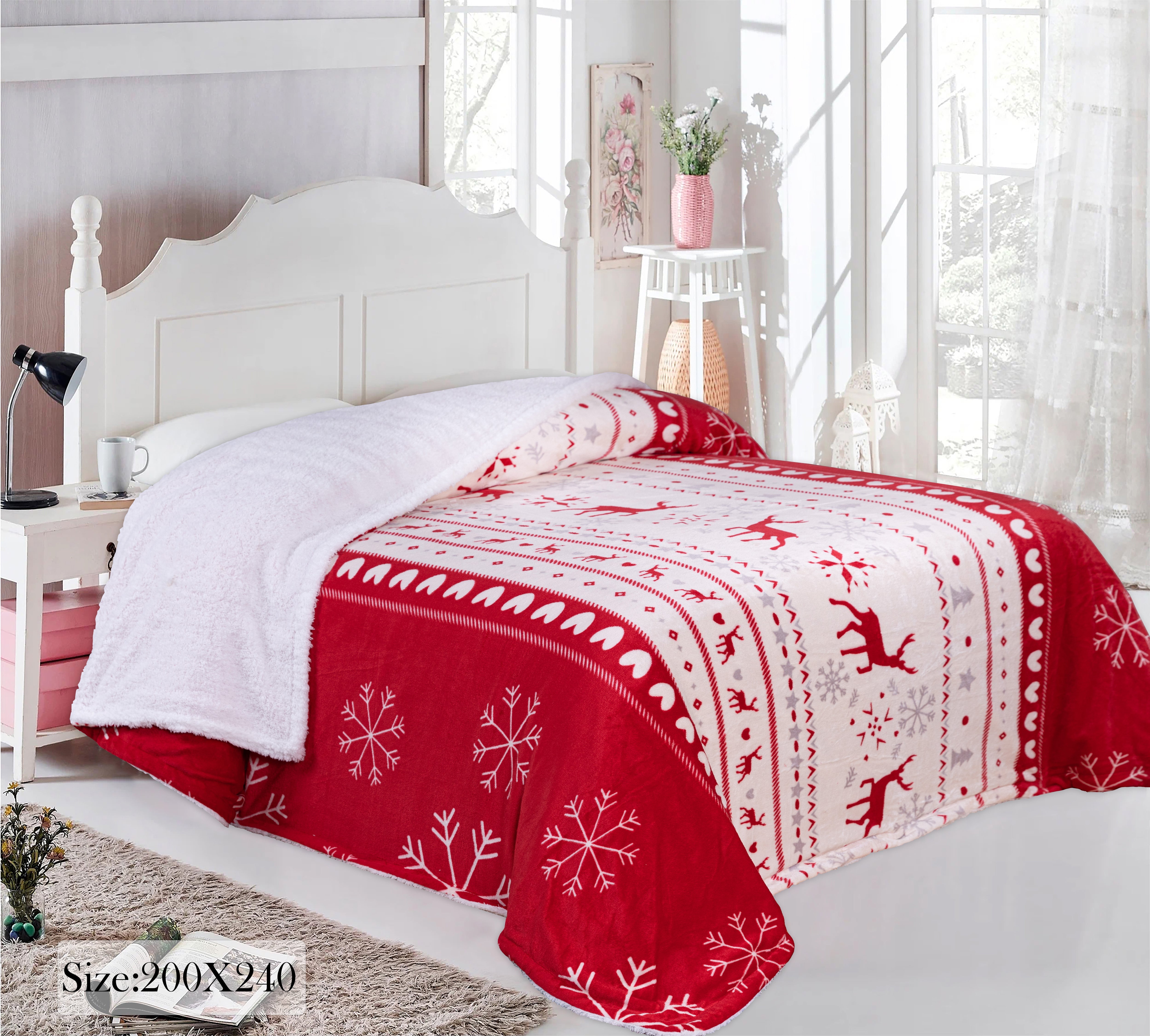 Sherpa Light Blanket (Red x White)