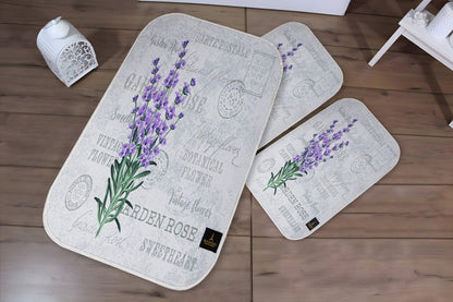 3D Digital Bathroom Mat Set Non Slip 3 Piece Bath Mat