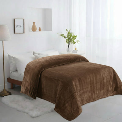 Flannel Fleece Throw Blanket (Mocha)