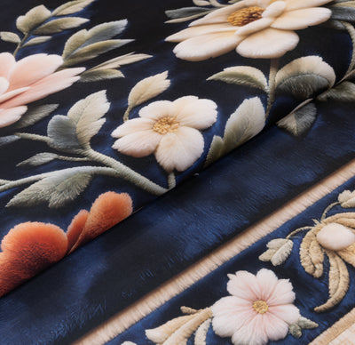 Classic Bouquet - (Dark Blue) 7D Digital Carpet Printed