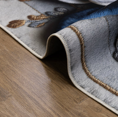 Blue Magnolia - (Dark Blue) 7D Digital Carpet Printed