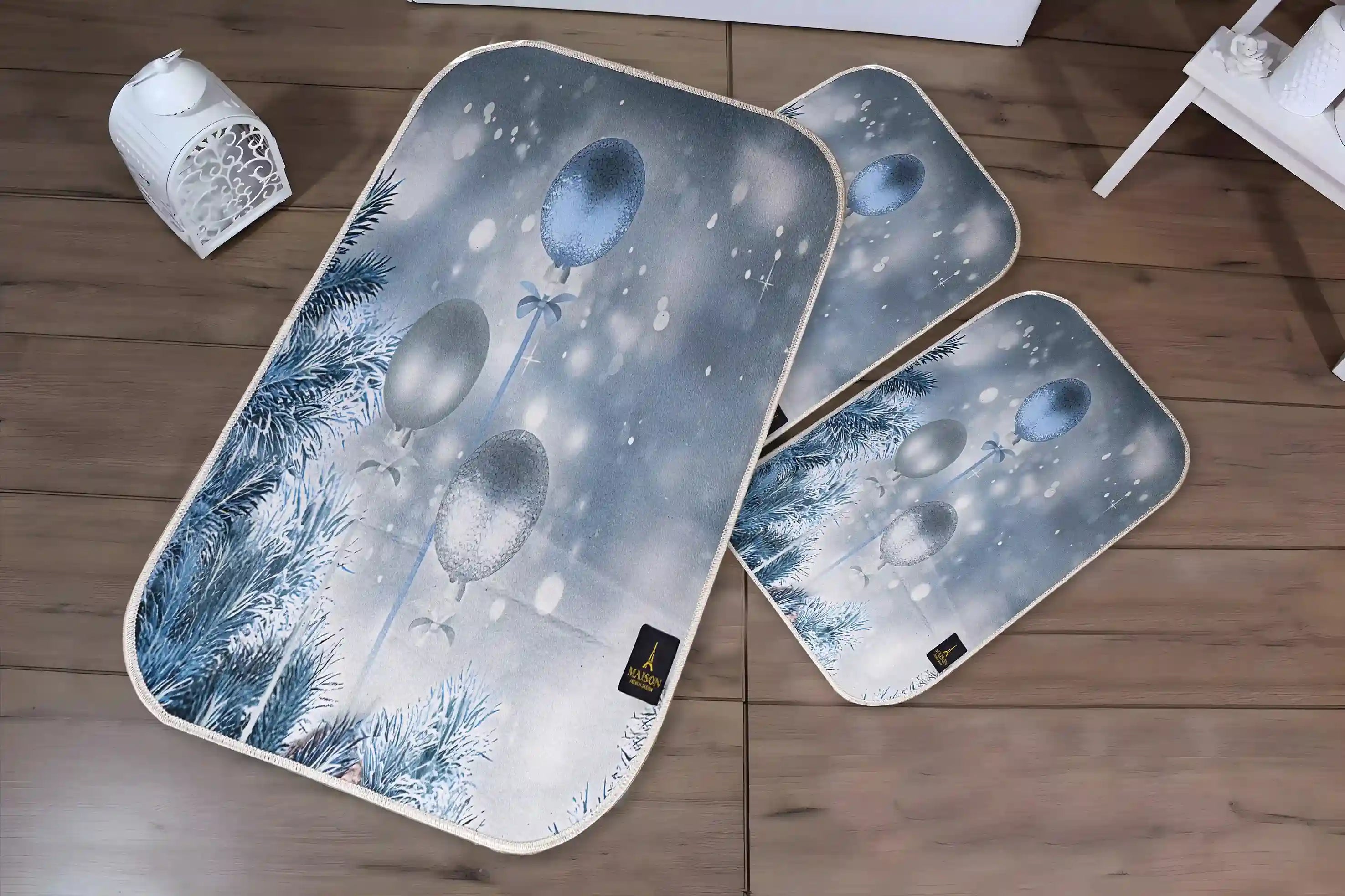 3D Digital Bathroom Mat Set Non Slip 3 Piece Bath Mat