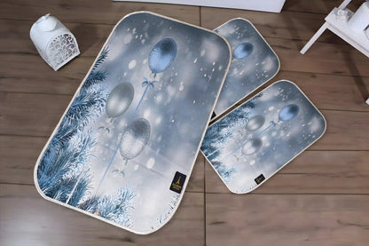 3D Digital Bathroom Mat Set Non Slip 3 Piece Bath Mat