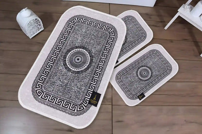 3D Digital Bathroom Mat Set Non Slip 3 Piece Bath Mat