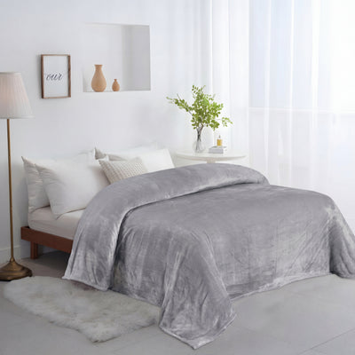 Flannel Fleece Throw Blanket (Gray)