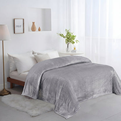 Flannel Fleece Throw Blanket (Gray)
