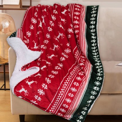 Sherpa Light Blanket (Red x Pineneedle)