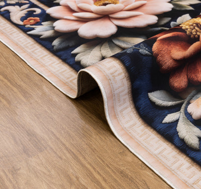 Classic Bouquet - (Dark Blue) 7D Digital Carpet Printed