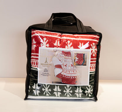 Sherpa Light Blanket (Red x Pineneedle)