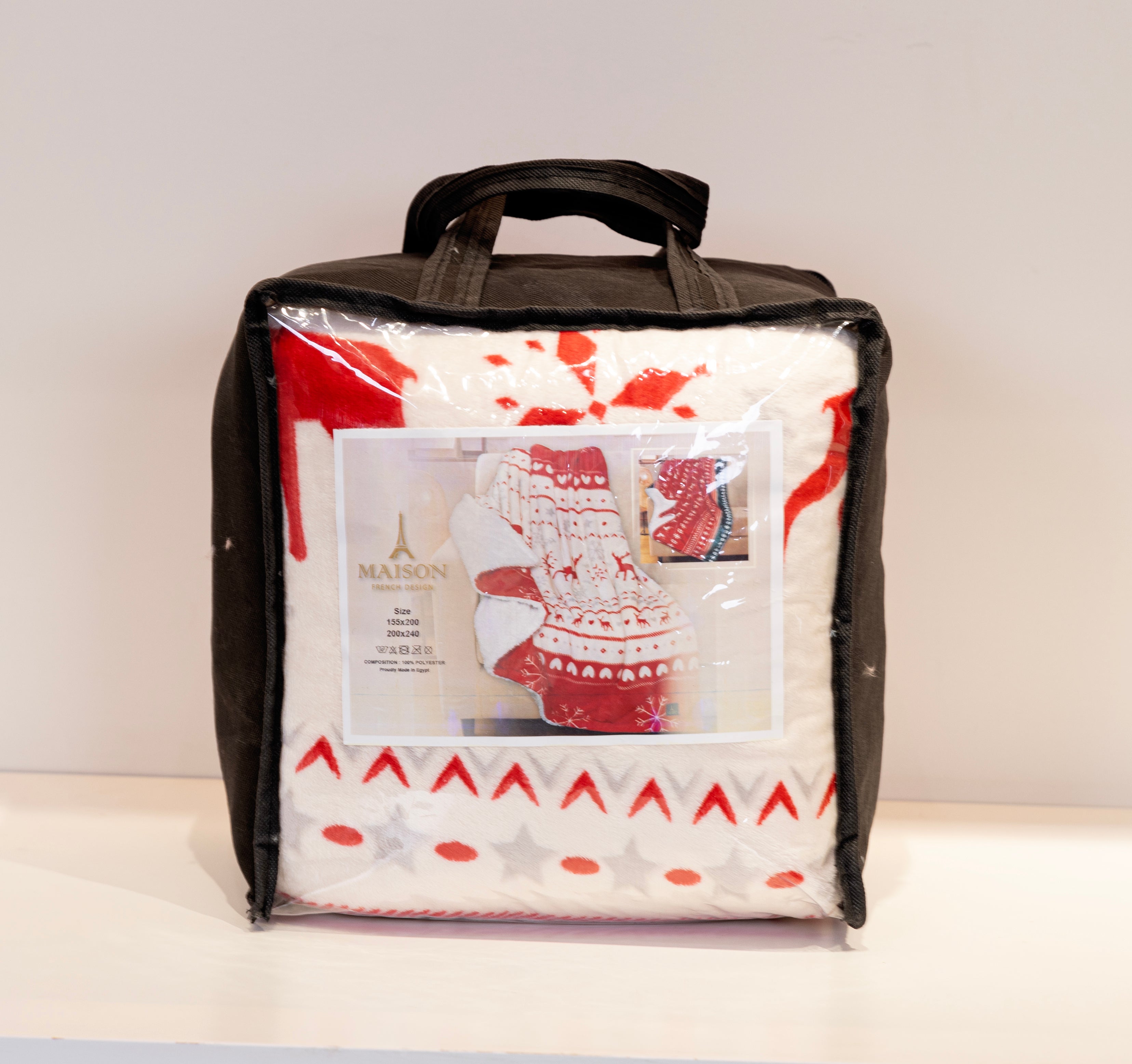Sherpa Light Blanket (Red x White)