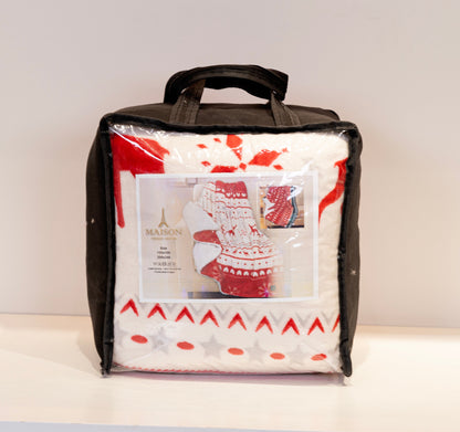 Sherpa Light Blanket (Red x White)