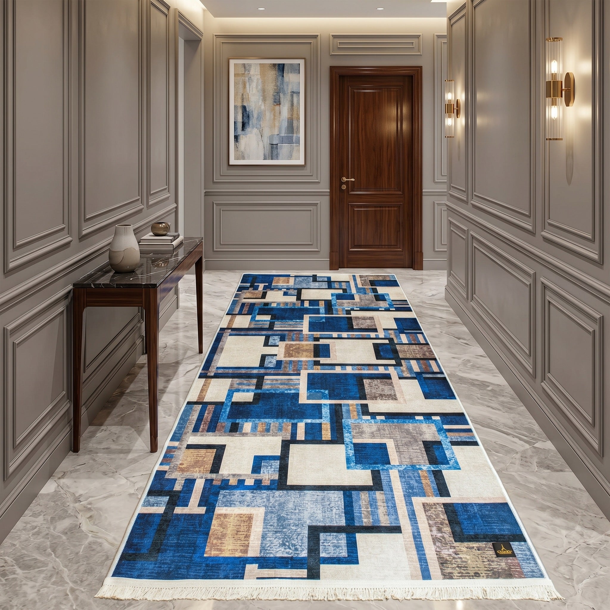 Blue Harmony digital corridor carpet